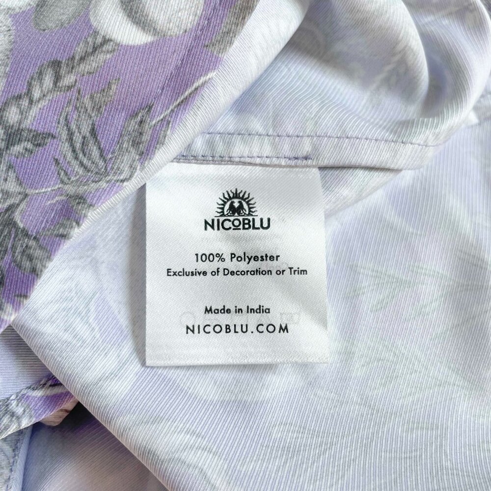 NicoBlu Pussybow Blouse Purple Floral Botanical Plus Size 1X NEW NWT - Picture 4 of 7
